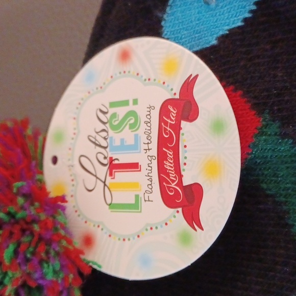 Unisex Holiday Knit Hat Black & Muliti- Color Lightbulbs Ages 14+ NWT - Picture 3 of 4